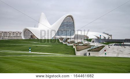 Baku, Azerbaijan - October 22, 2014: Heydar Aliyev center museum: Haydar Aliyev Centre designed by architect Zaha Hadid