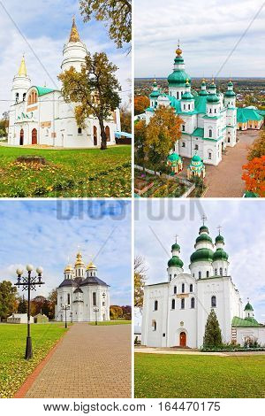 Churches in Chernigiv Ukraine in the autumn