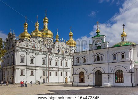 KIEV, UKRAINE - SEPTEMBER 5, 2013: Cathedral with golden domes in the Kiev Pechersk Lavra, Ukraine