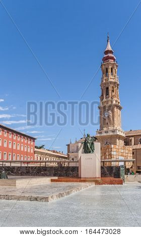 ZARAGOZA, SPAIN - JUNE 2, 2010: Tower of the Seo Cathedral in Zaragoza, Spain