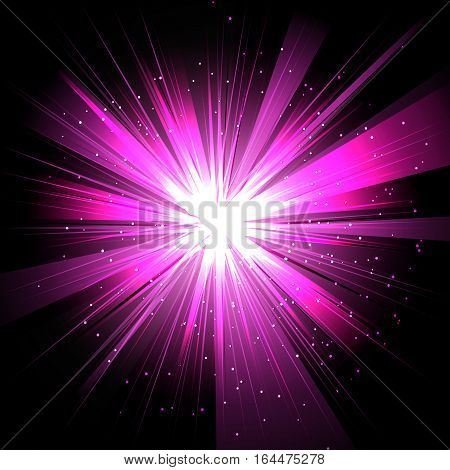 Star with rays white purple in space isolated and effect tunnel spiral galaxies nebulae cosmos on black background vector