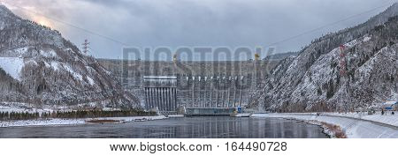 winter landscape in Siberia in Khakasia in Russia.