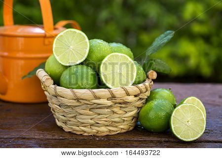 Sweet Fresh Lemon In Natural Light On Old Wood