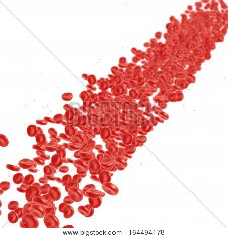 Red blood cell flowing in vein or artery. 3d render. Healthcare and medical zoom concept.