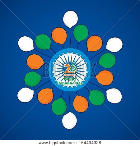 india flag color ballon with ashoka chakra happy indian republic day design