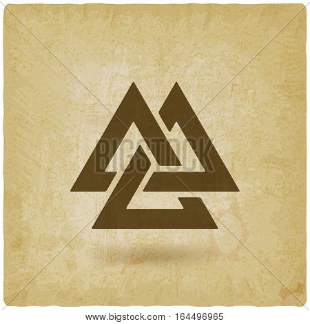 valknut symbol. interlocked triangles old background. vector illustration - eps 10