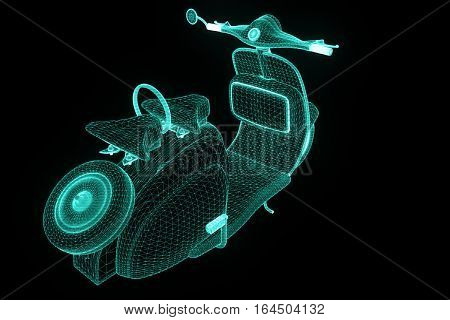 Motorroller in Hologram Wireframe Style. Nice 3D Rendering