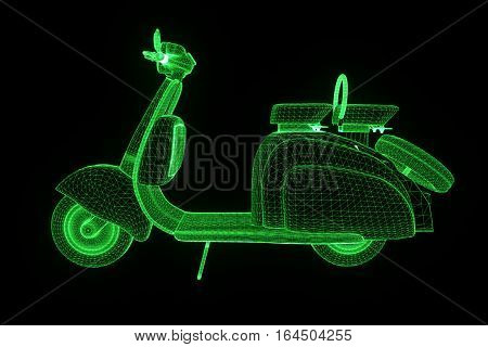 Motorroller in Hologram Wireframe Style. Nice 3D Rendering