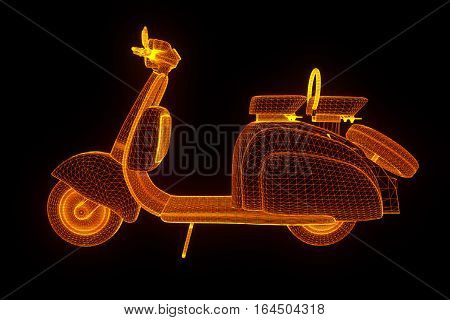 Motorroller in Hologram Wireframe Style. Nice 3D Rendering