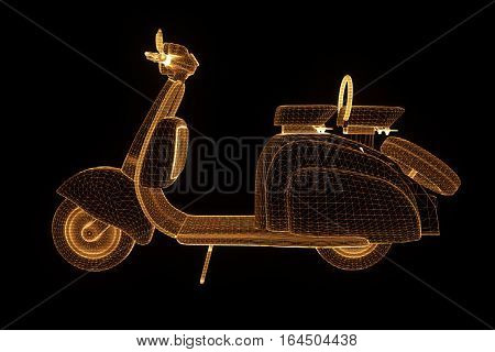 Motorroller in Hologram Wireframe Style. Nice 3D Rendering