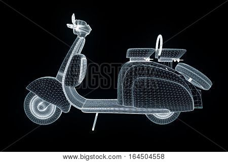 Motorroller in Hologram Wireframe Style. Nice 3D Rendering