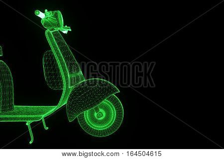 Motorroller in Hologram Wireframe Style. Nice 3D Rendering