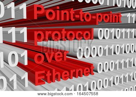 Point-to-point protocol over Ethernet in the form of binary code, 3D illustration