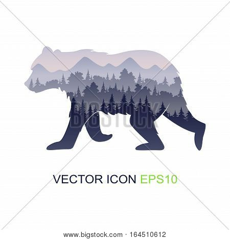 Silhouette bear. Wild nature. Logo. Vector illustration.