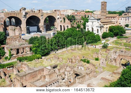 Aerial view of the historic building in Rome Italy