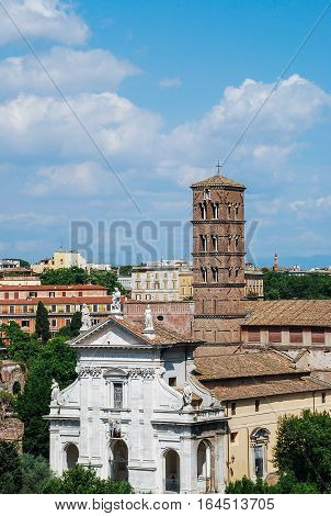 Aerial view of the historic building in Rome Italy