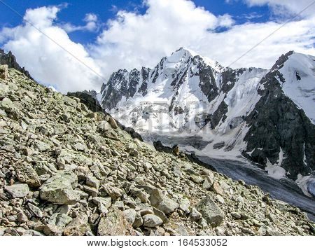Mountain landscape in the area of Mount Elbrus. The gorge Adyr-Su Russia