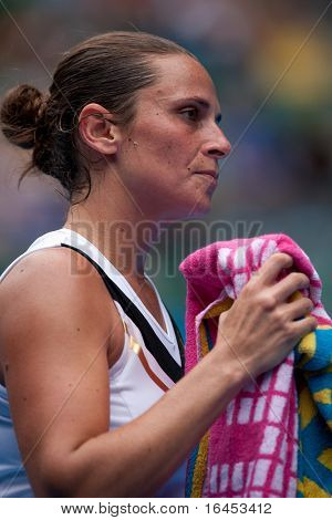 MELBOURNE - Januar 18: Roberta Vinci Italiens in ihre erste Runde Verlust zu Alicia Molik Australiens 