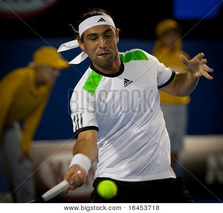 MELBOURNE - Ocak 19: Marcos Baghdatis Kıbrıs Juan Martin Del Potr üzerinde yaptığı ikinci turda kazanmak