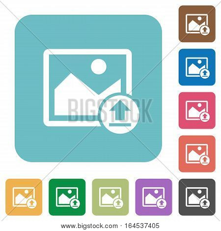 Upload image white flat icons on color rounded square backgrounds