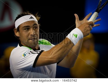 MELBOURNE - Ocak 19: Marcos Baghdatis Kıbrıs Juan Martin Del Potr üzerinde yaptığı ikinci turda kazanmak