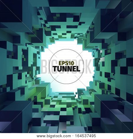 Abstract vector tunnel. 3d background. Web banner