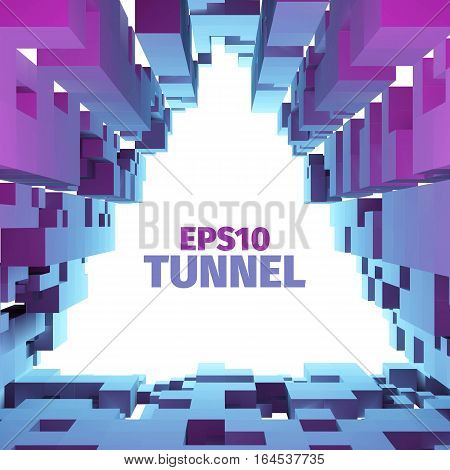 Abstract vector tunnel. 3d background. Web banner
