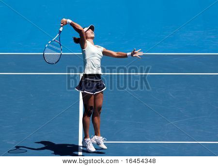 MELBOURNE - 23 gennaio: Li Na cinese nel suo nel suo quarto turno vittoria contro Victoria Azarenka di Bela