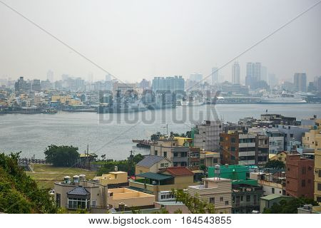 Aerial view of Kaohsiung City special municipality in the Republic of China on Taiwan Asia