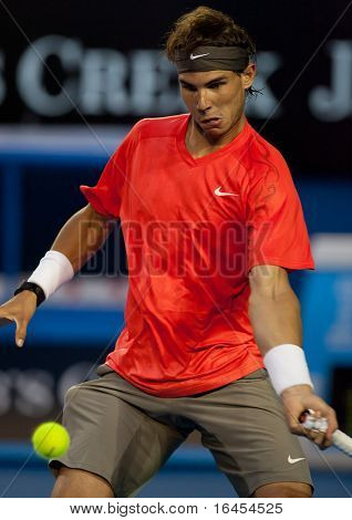MELBOURNE - 26 januari: Rafael Nadal van Spanje in zijn laatste kwartaal verlies David Ferrer van Spanje in