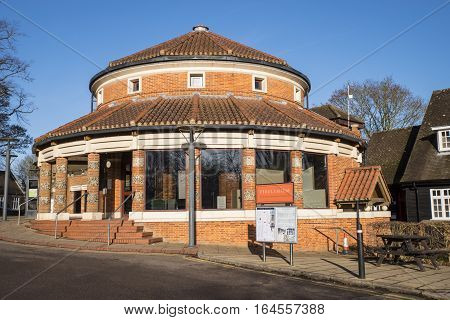 ST. ALBANS UK - JANUARY 5TH 2017: The exterior of the Verulamium Museum in the historic city of St. Albans on 5th January 2017. The museum educates about everyday life in Roman Britain.