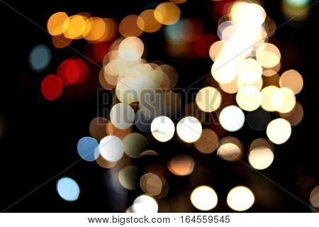 Night City Street Lights Bokeh Background.
