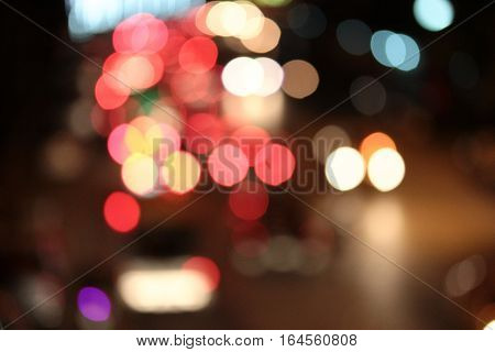 Night City Street Lights Bokeh Background.