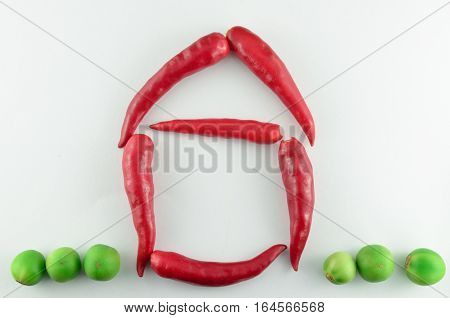 A house made by vegetable isolated on white background