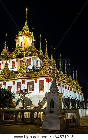 Buddhist temple ,Loha Prasat in Ratchanadda temple at moonless
