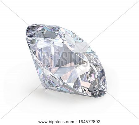 Large diamond jewel. 3d image. White background.