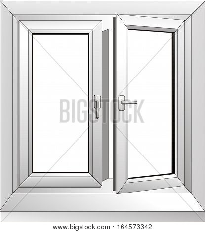 illustration - white plastic window.  black and white