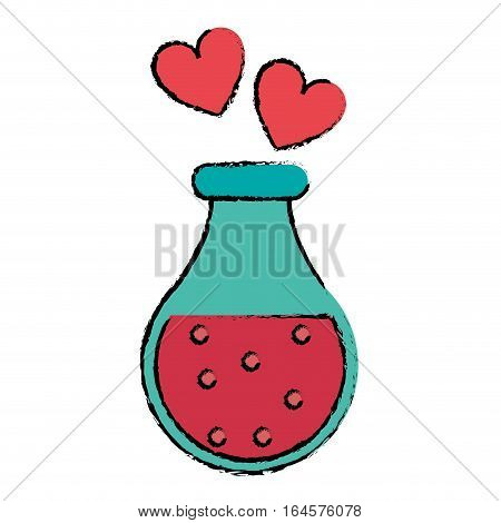 drawing bottle elixir love potion hearts vector illustration eps 10