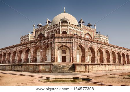 Humayun's tomb built in the 16th century; is the resting place of the Mughal Emperor Humayun in Delhi India. It is a UNESCO World Heritage site.
