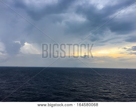 Sea and Cloudy, Beautiful blue sky background