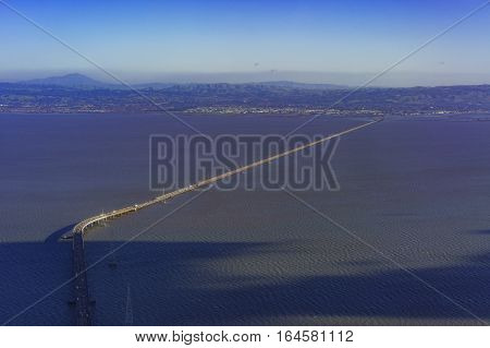 Aerial View Of San Mateo Bridge