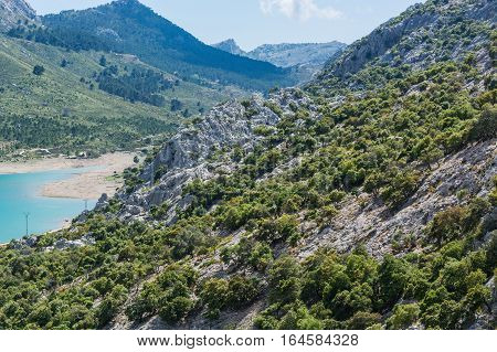 The artificial-scale Cuber reservoir in the Sierra de Tramuntana Mallorca Spain
