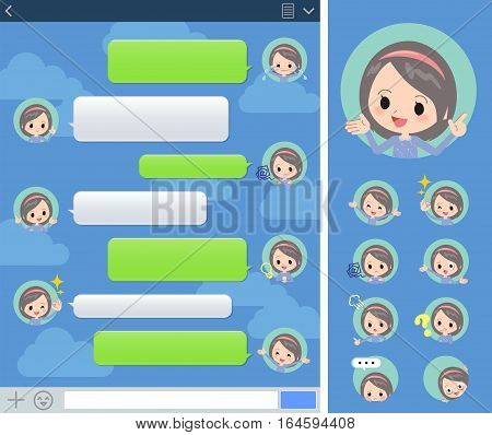 Set of various poses of Blue clothes headband girl sns window