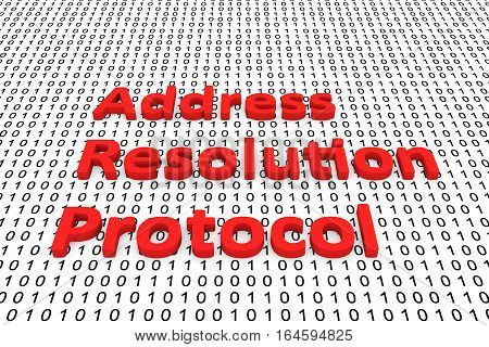 address resolution protocol in the form of binary code, 3D illustration