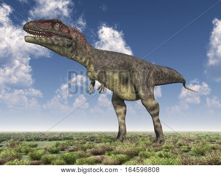 Computer generated 3D illustration with the dinosaur Mapusaurus