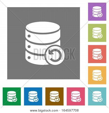 Undo database changes flat icons on simple color square backgrounds