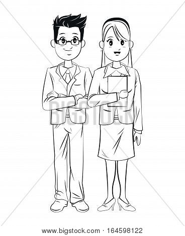 man and woman business success executive outline vector illustration eps 10
