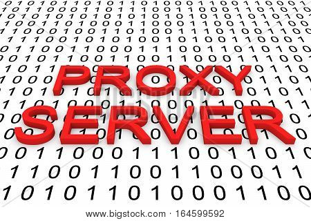 PROXY SERVER as binary code 3D illustration