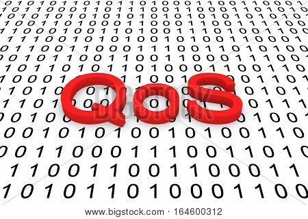 QoS in the form of binary code, 3D illustration