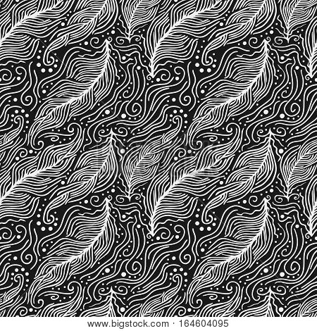 Seamless Pattern With Feathers